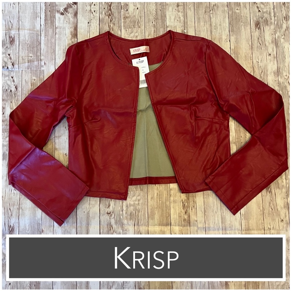 Krisp Faux Leather Jacket in Red